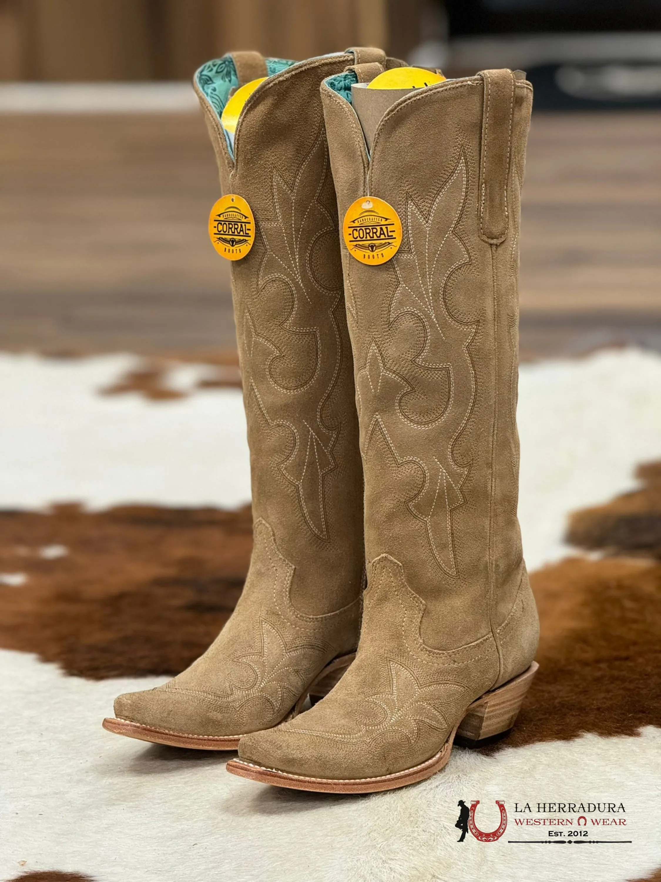 CORRAL TALL BOOT SAND SUEDE EMBROIDERY