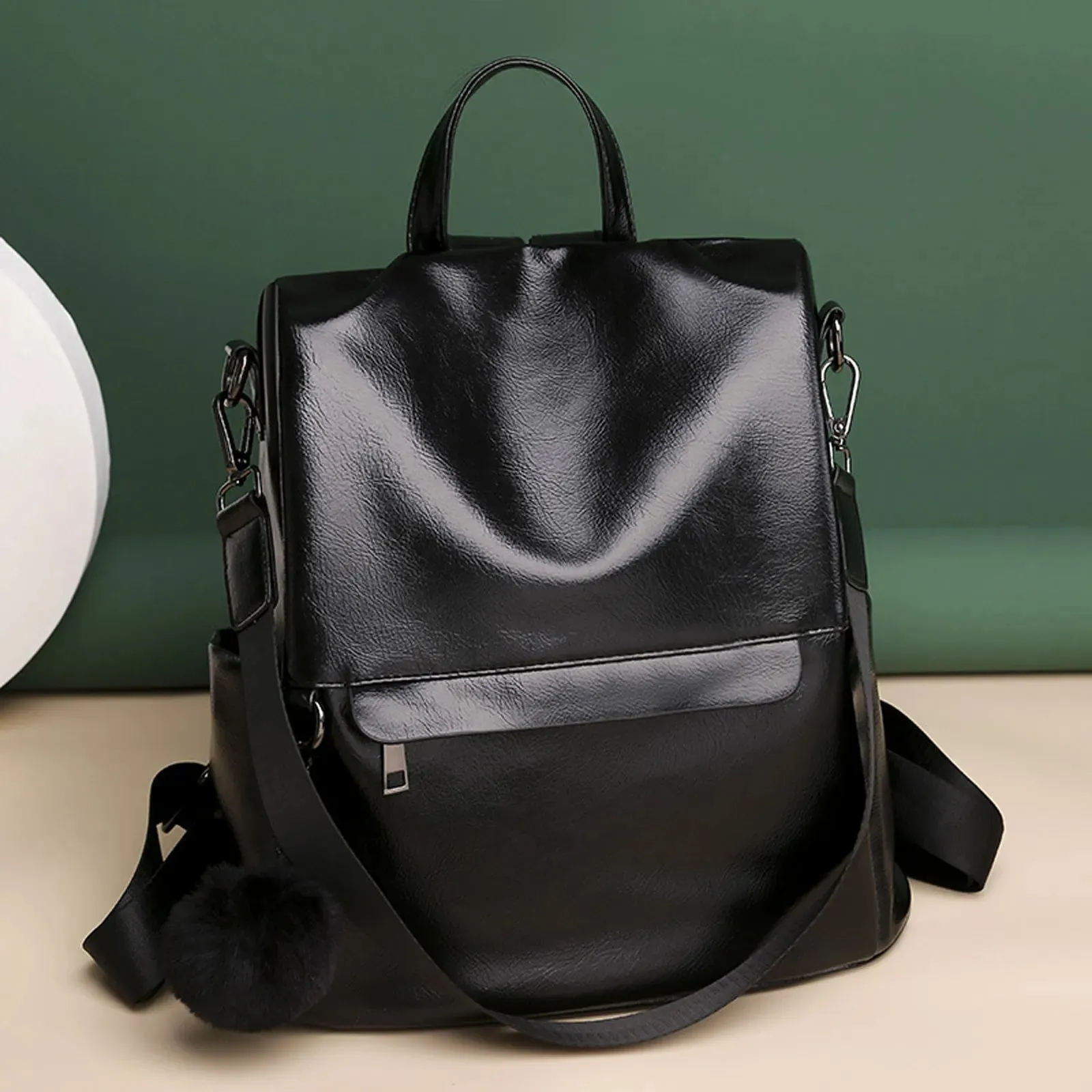 Cute Korean Aesthetic Black Backpack Minimalist Design - 14L Capacity