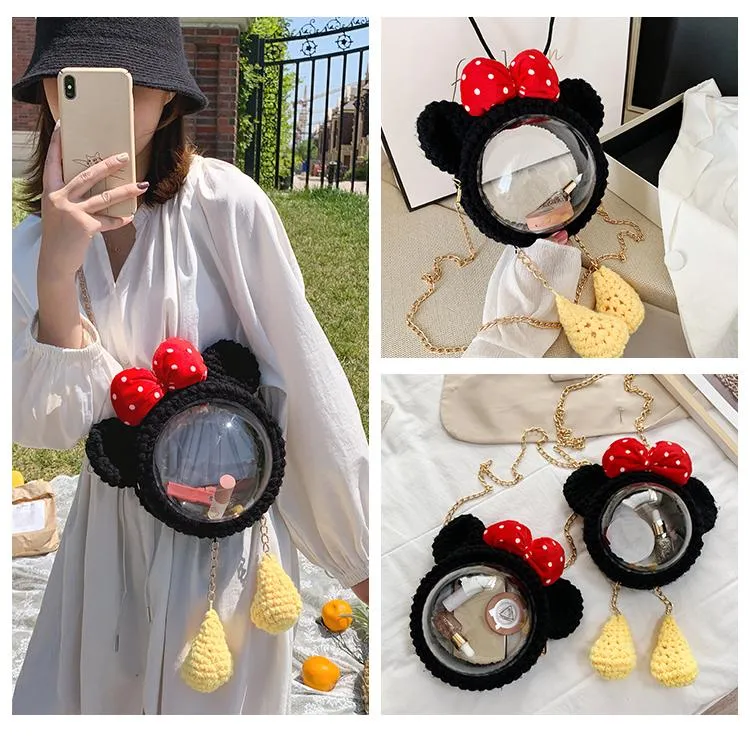 Cute Minnie Mouse Crochet Crossbody Purse Minnie Mouse Crochet Shoulder Bag for Girl Minnie Mouse Crochet Crossbody Purses
