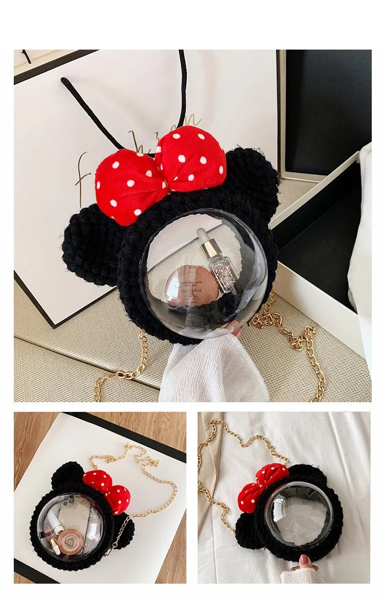 Cute Minnie Mouse Crochet Crossbody Purse Minnie Mouse Crochet Shoulder Bag for Girl Minnie Mouse Crochet Crossbody Purses
