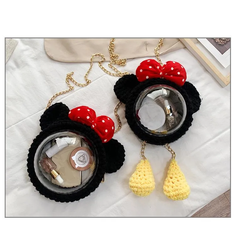 Cute Minnie Mouse Crochet Crossbody Purse Minnie Mouse Crochet Shoulder Bag for Girl Minnie Mouse Crochet Crossbody Purses