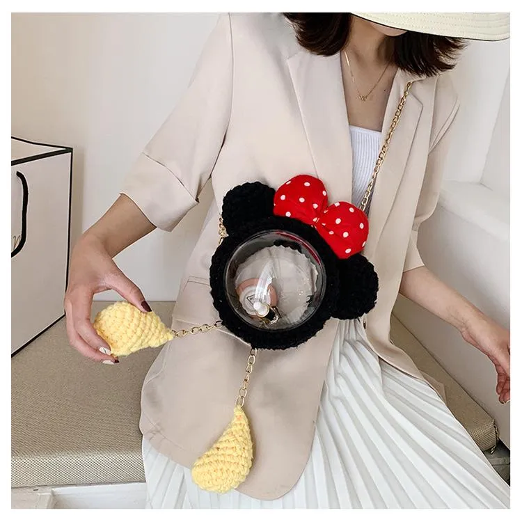 Cute Minnie Mouse Crochet Crossbody Purse Minnie Mouse Crochet Shoulder Bag for Girl Minnie Mouse Crochet Crossbody Purses
