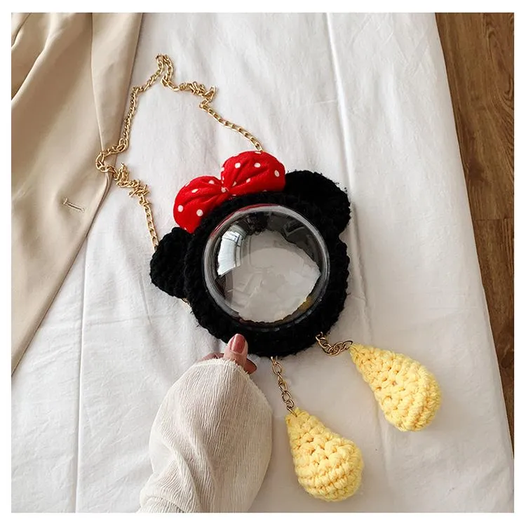 Cute Minnie Mouse Crochet Crossbody Purse Minnie Mouse Crochet Shoulder Bag for Girl Minnie Mouse Crochet Crossbody Purses