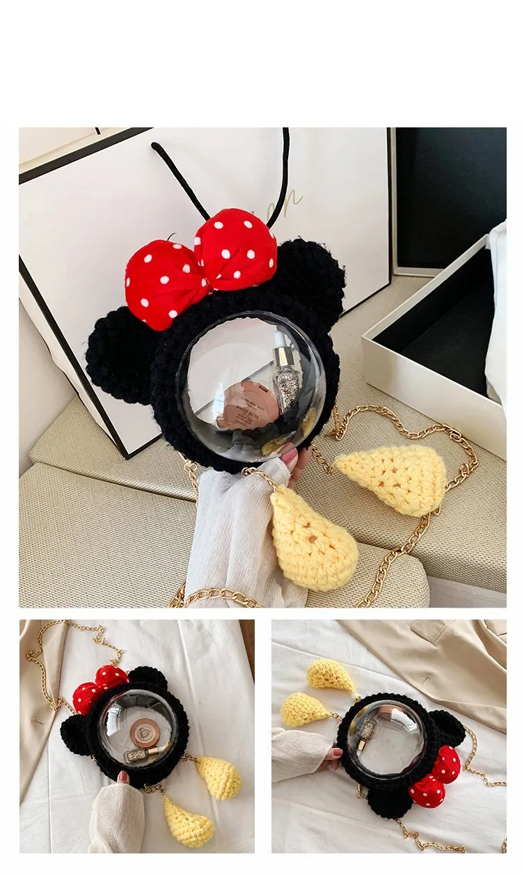 Cute Minnie Mouse Crochet Crossbody Purse Minnie Mouse Crochet Shoulder Bag for Girl Minnie Mouse Crochet Crossbody Purses