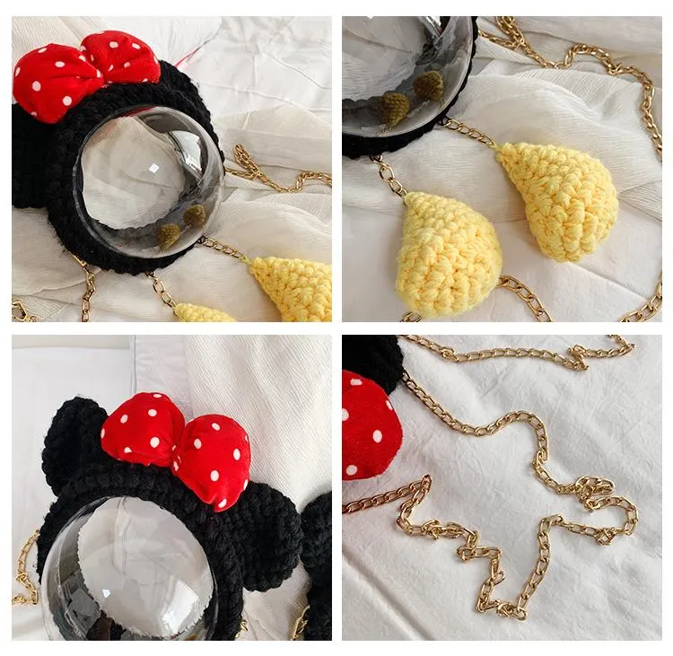 Cute Minnie Mouse Crochet Crossbody Purse Minnie Mouse Crochet Shoulder Bag for Girl Minnie Mouse Crochet Crossbody Purses