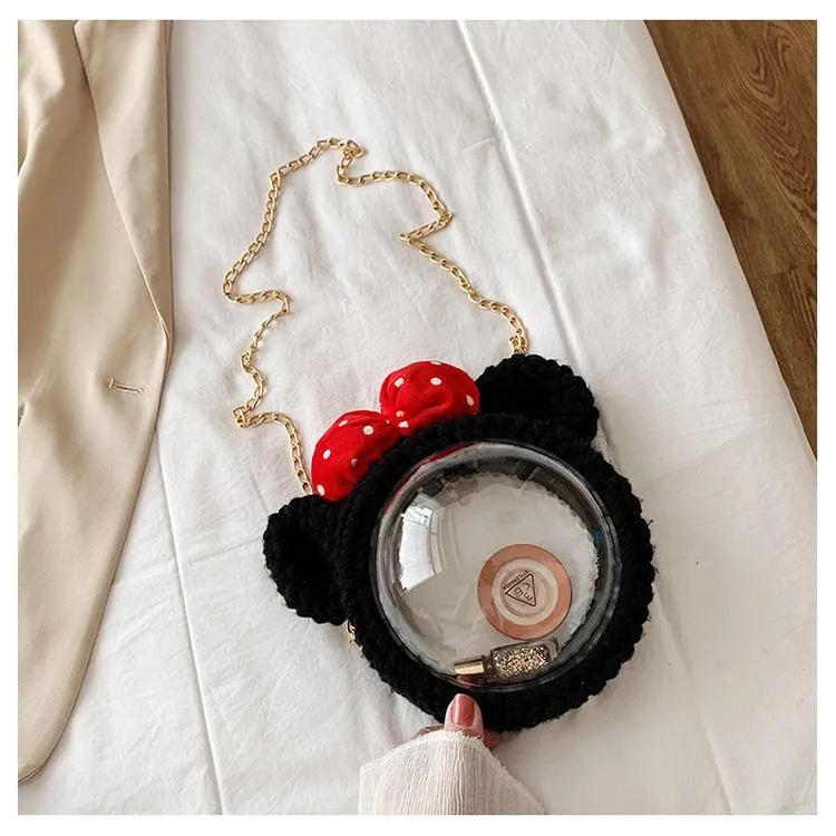 Cute Minnie Mouse Crochet Crossbody Purse Minnie Mouse Crochet Shoulder Bag for Girl Minnie Mouse Crochet Crossbody Purses