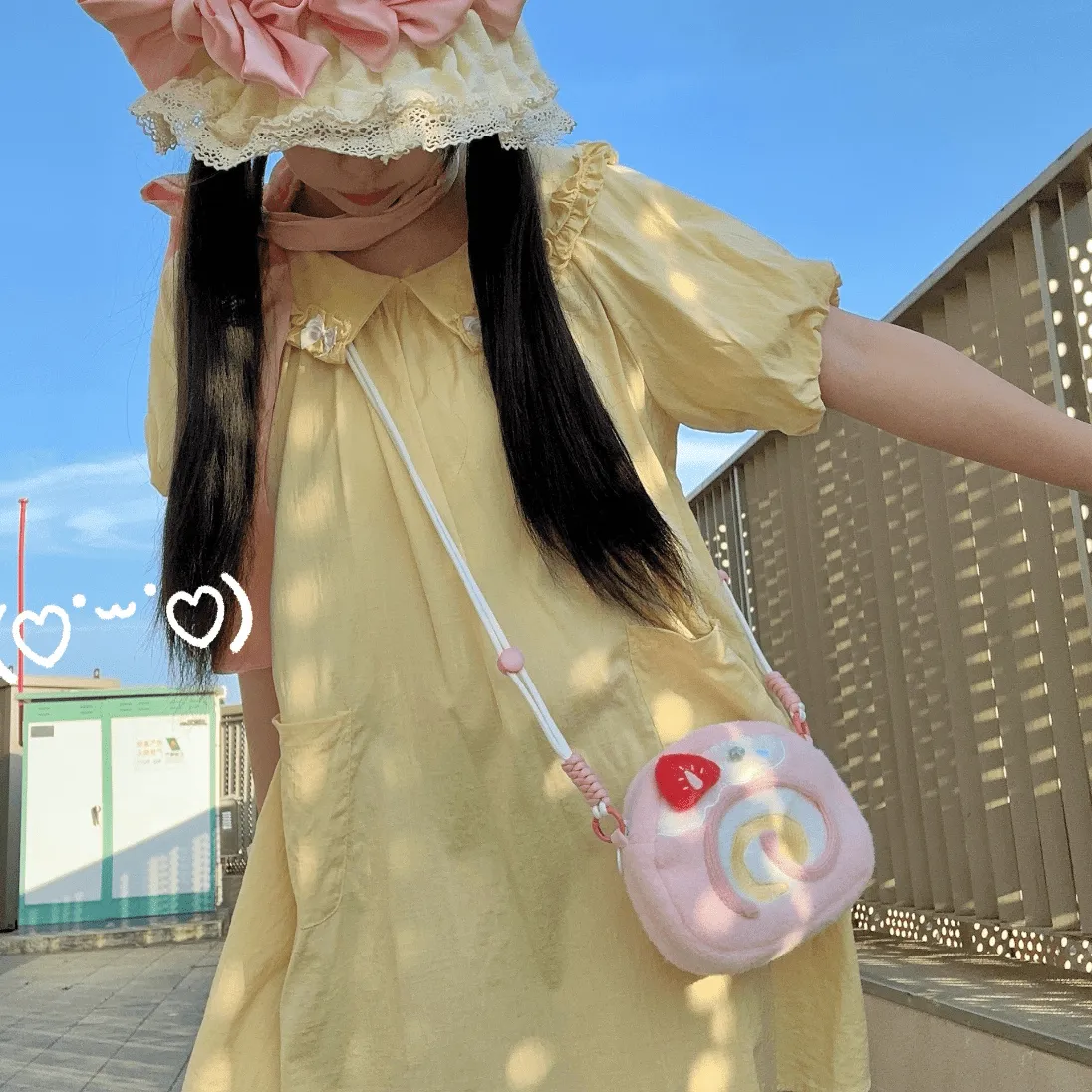 Cute Strawberry Cake Bow Crossbody Bag