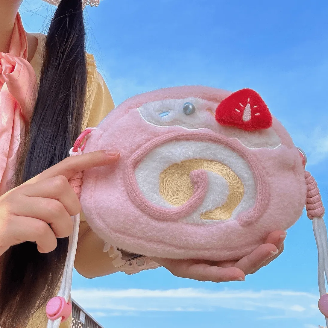 Cute Strawberry Cake Bow Crossbody Bag