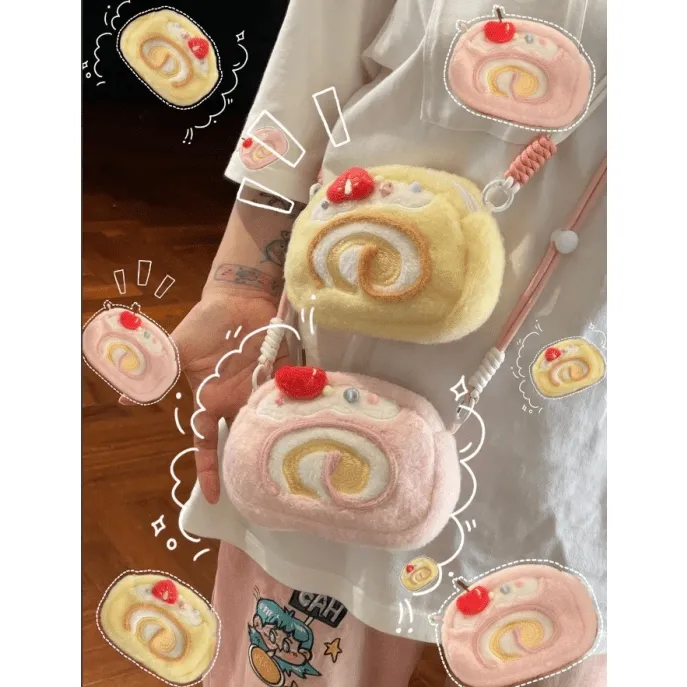 Cute Strawberry Cake Bow Crossbody Bag