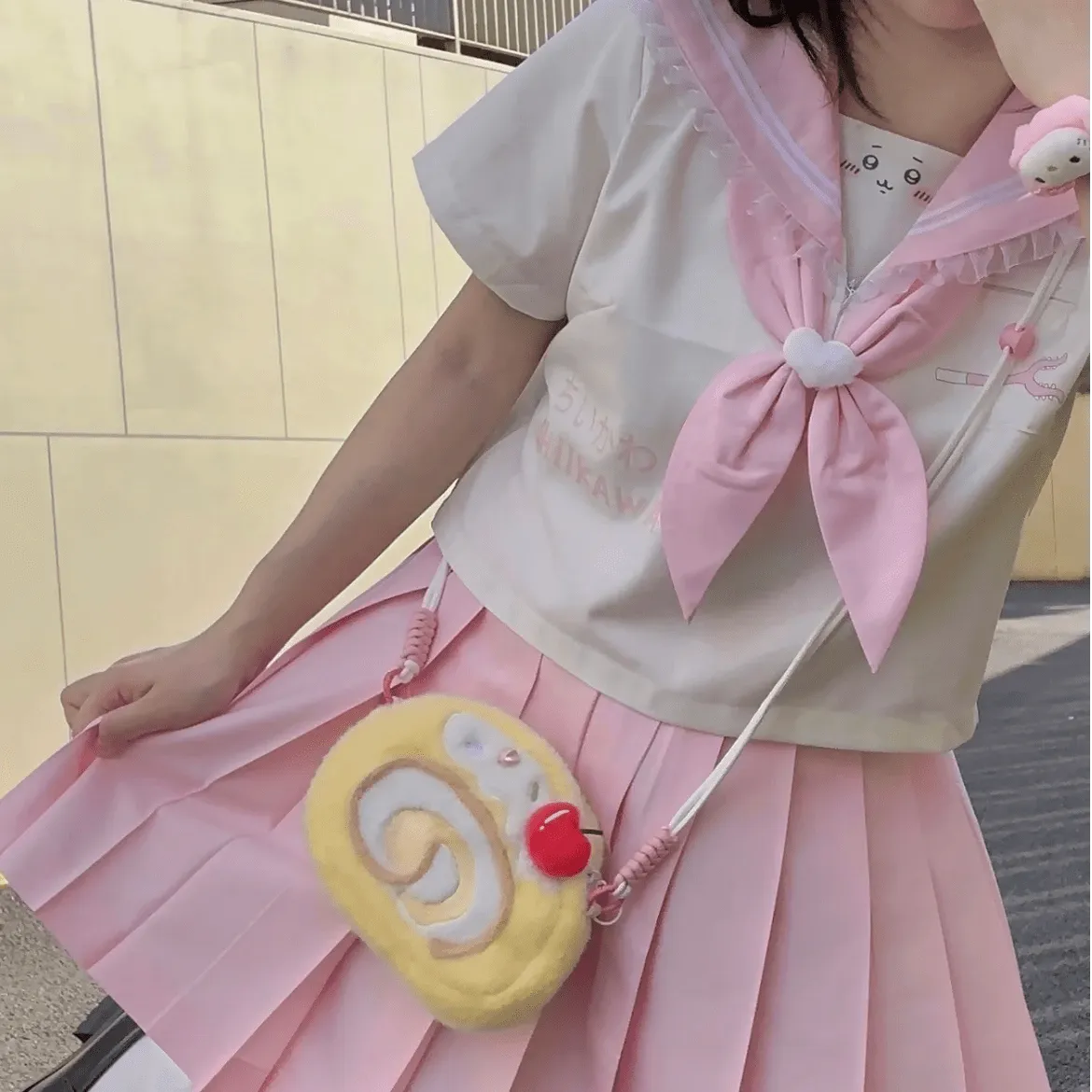 Cute Strawberry Cake Bow Crossbody Bag