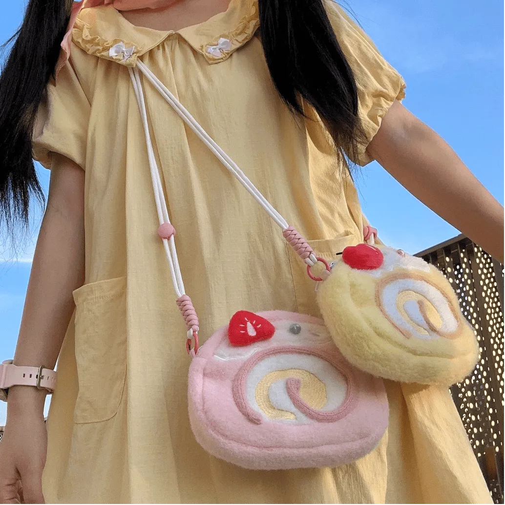 Cute Strawberry Cake Bow Crossbody Bag
