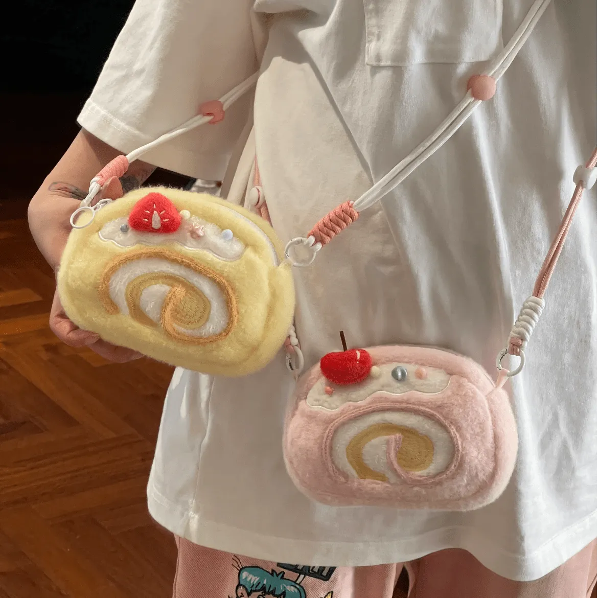 Cute Strawberry Cake Bow Crossbody Bag