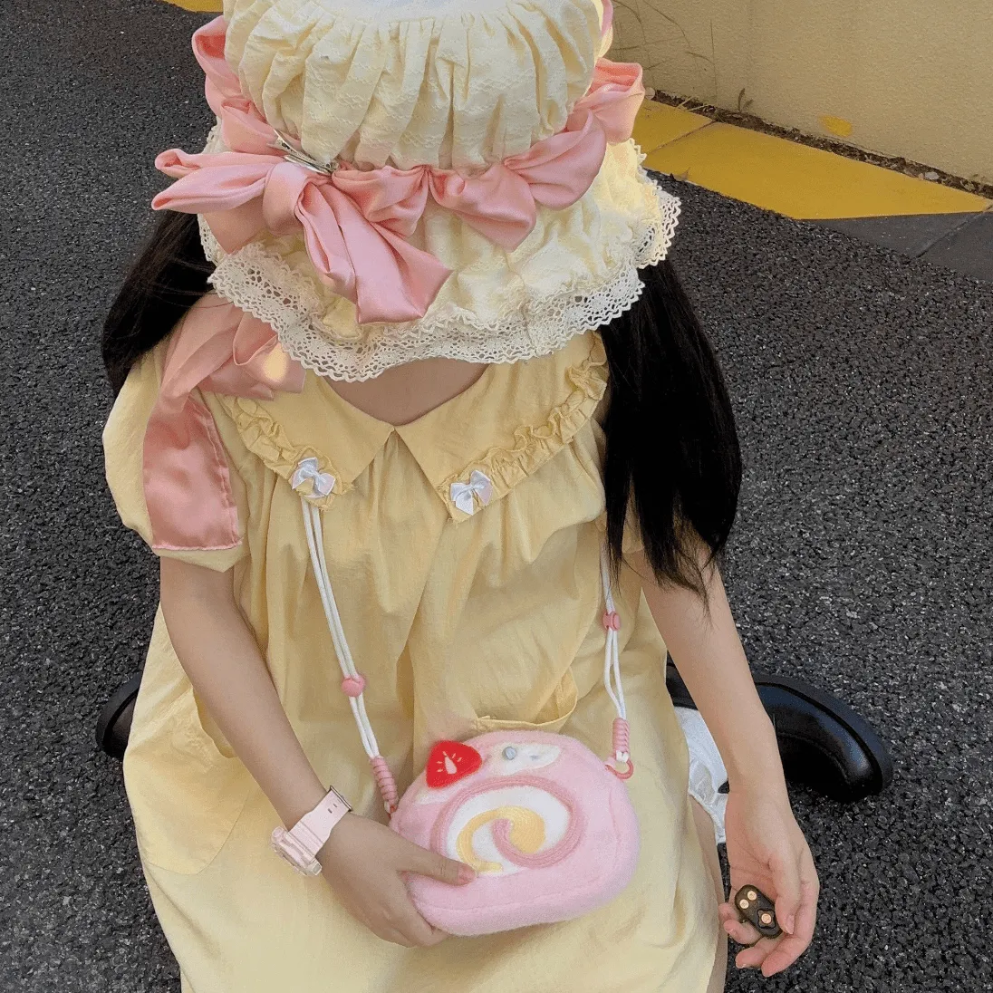 Cute Strawberry Cake Bow Crossbody Bag