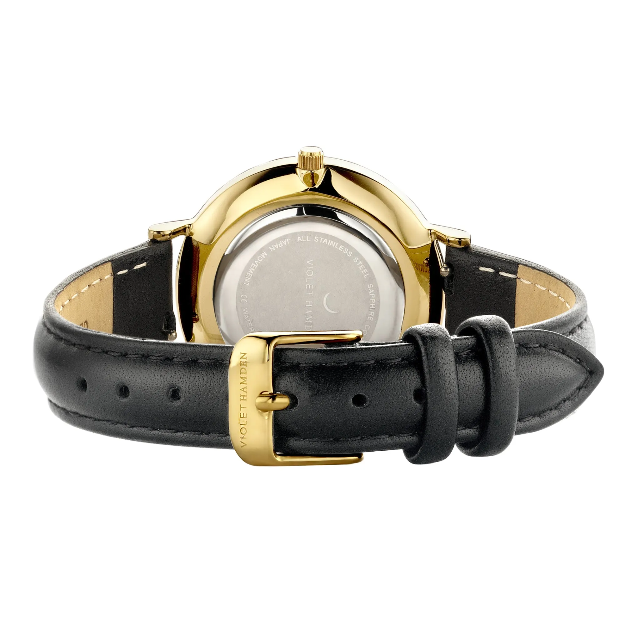 Day & Night round ladies watch gold and black coloured
