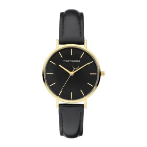 Day & Night round ladies watch gold and black coloured