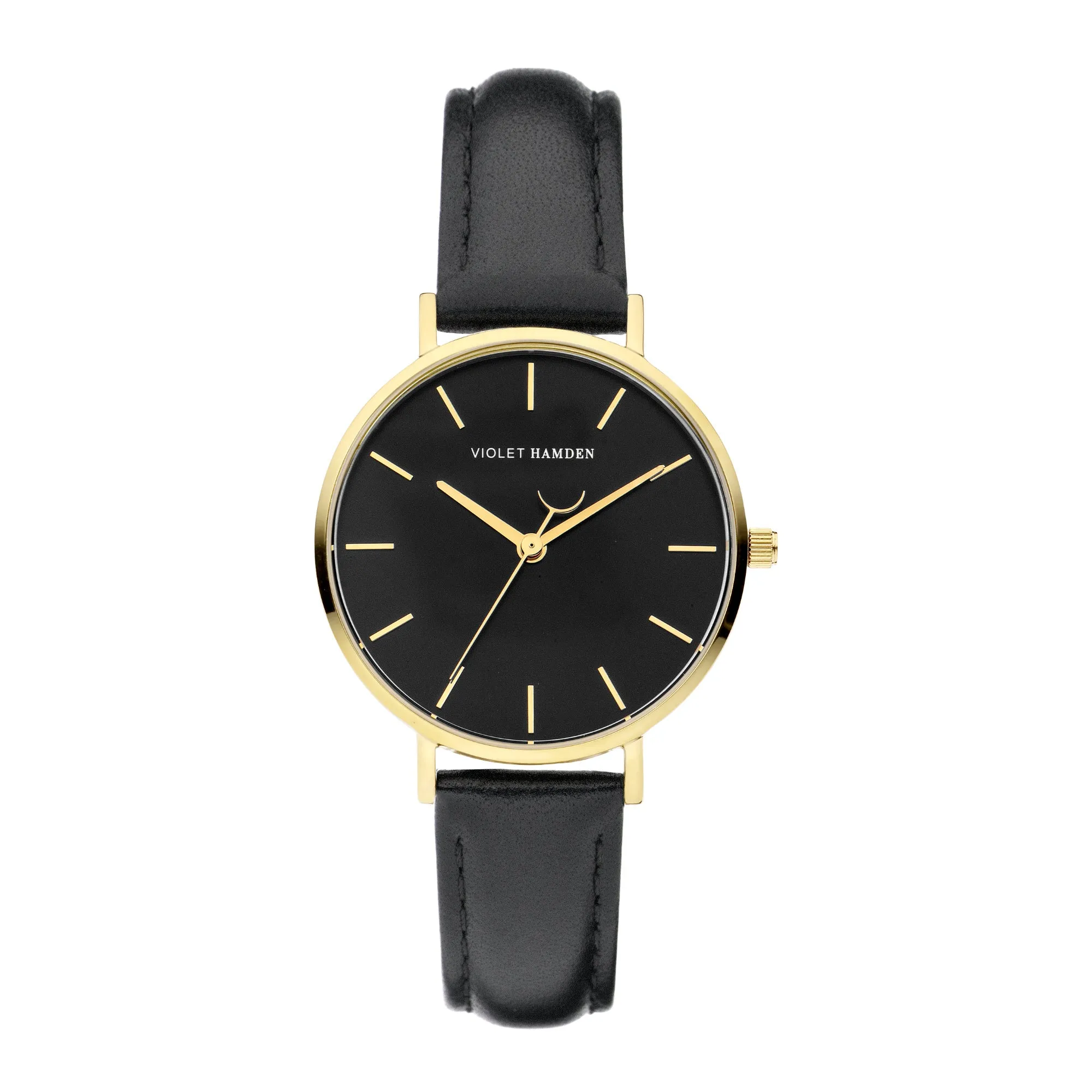 Day & Night round ladies watch gold and black coloured