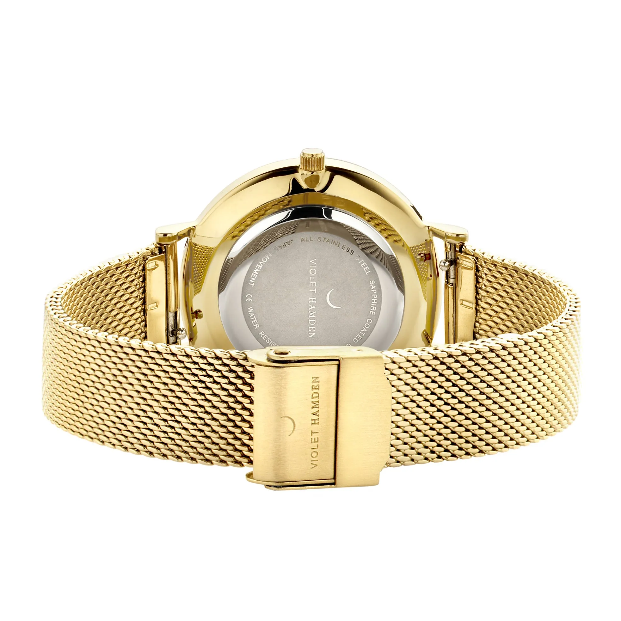 Day & Night round ladies watch gold and white coloured