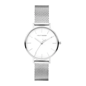 Day & Night round ladies watch silver coloured and white