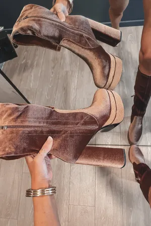 DEAL Center Of Attention Velvet Platform Boot
