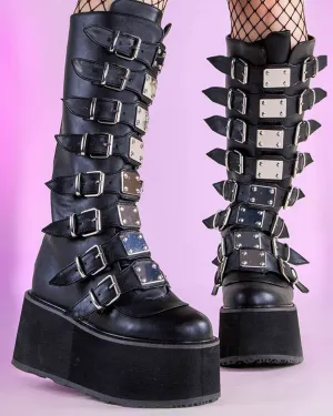 Demonia Damned Matte Black Knee High Boots