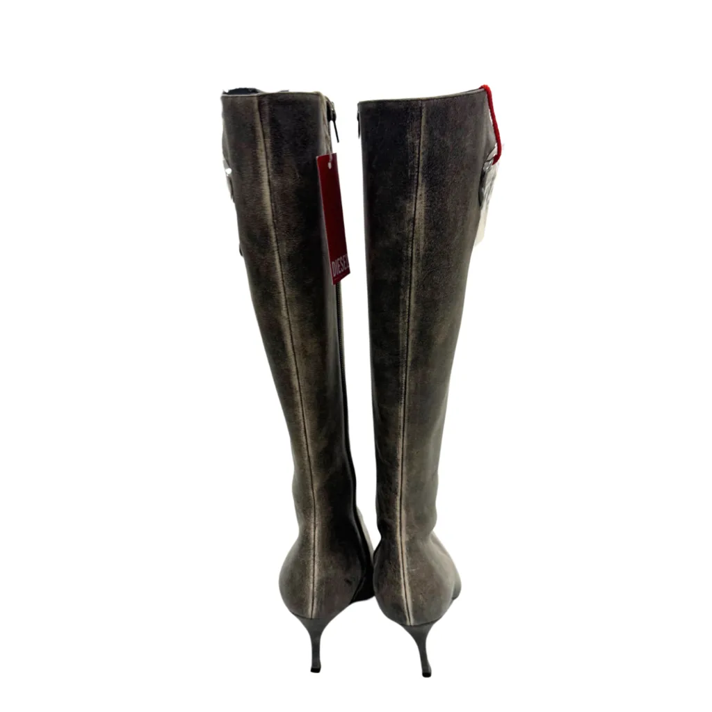 Diesel Brown D-Venus Tall Boots, 39 (NWT)