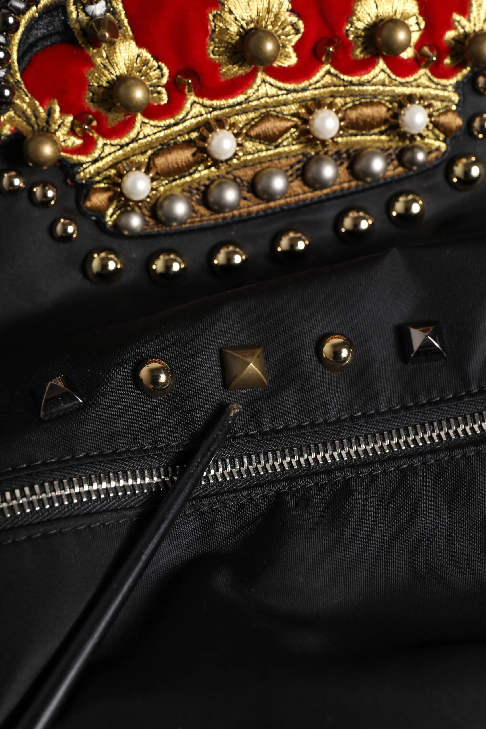 Dolce & Gabbana Black Nylon DG Crown Embellished Backpack VULCANO Bag