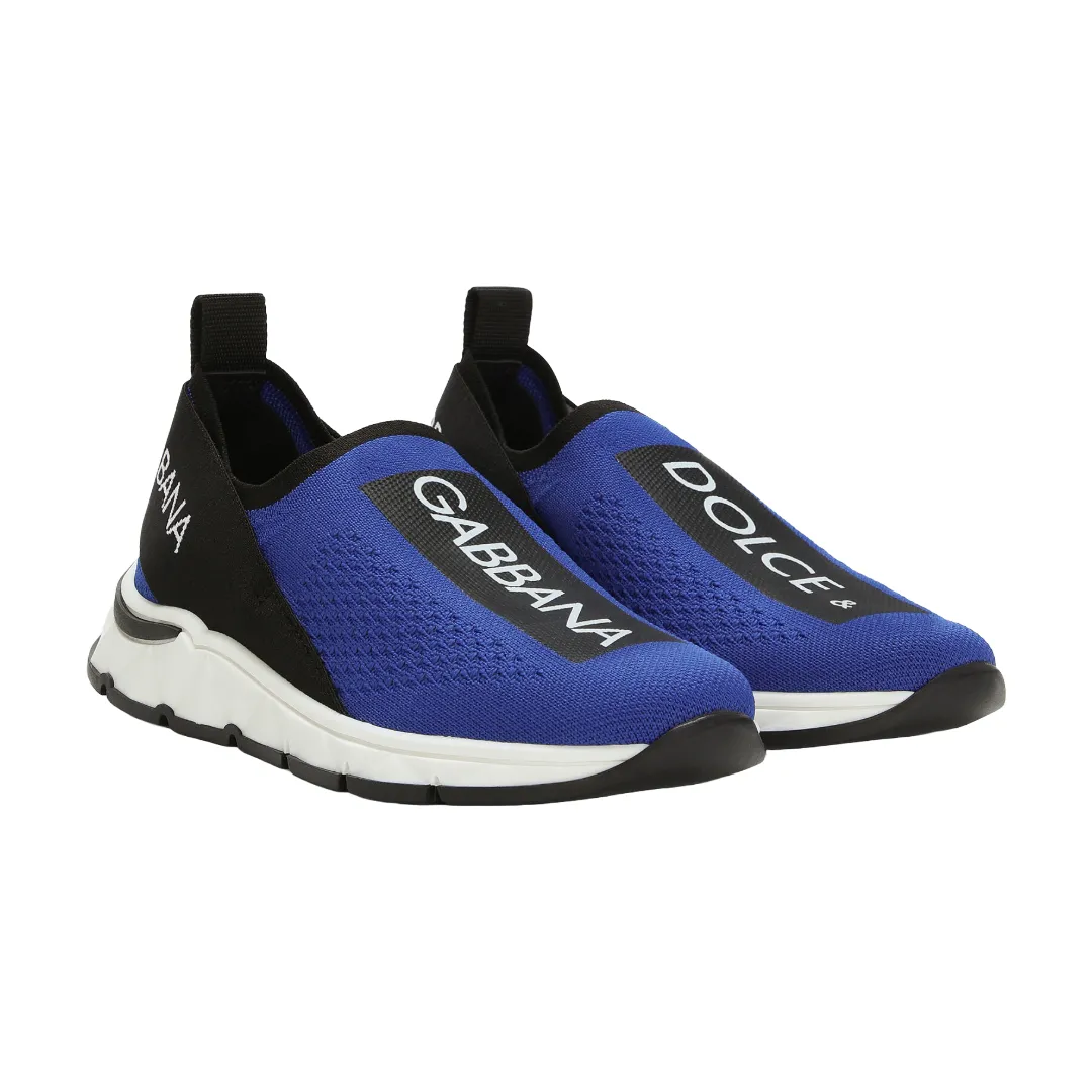 DOLCE & GABBANA KIDS STRETCH MESH SORRENTO 2.0 SNEAKERS BLUE/BLACK