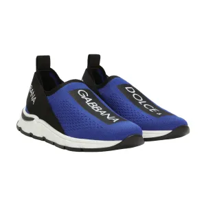 DOLCE & GABBANA KIDS STRETCH MESH SORRENTO 2.0 SNEAKERS BLUE/BLACK