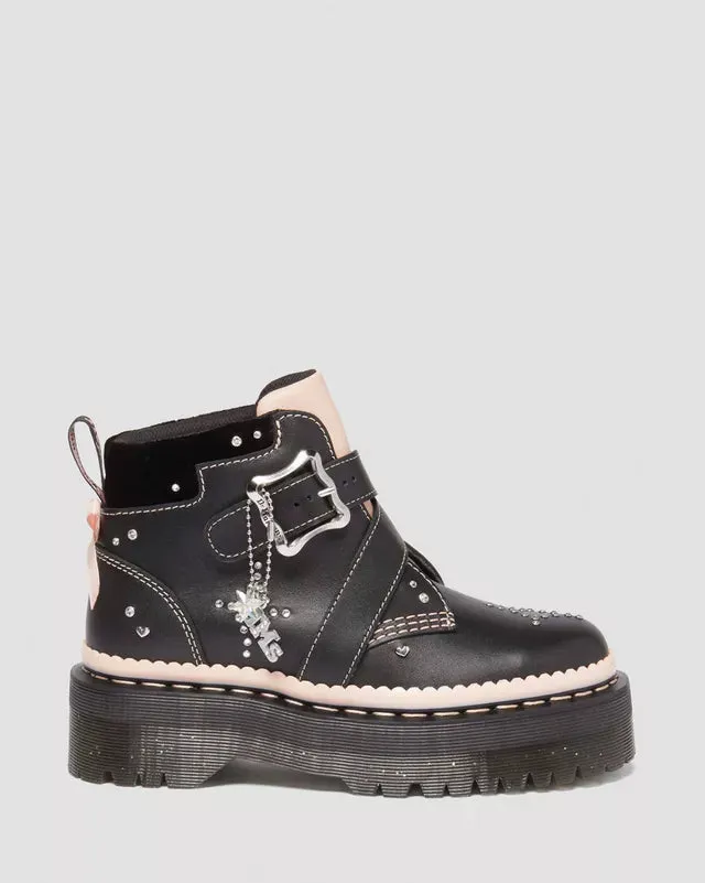 Dr Martens Caitie Leather Buckle Platform Boots
