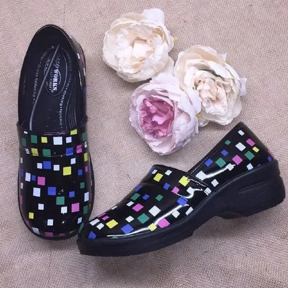 Easy Works Black Multi Clogs 8.5