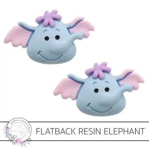 Elephant ~ Flatback Resin Embellishments ~ x 2 pieces