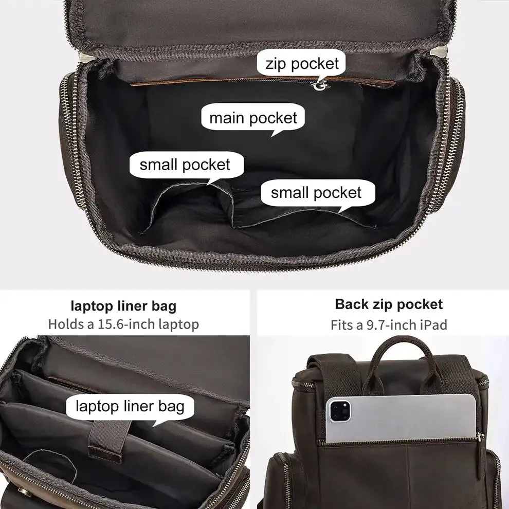 Embossed Design | Leather Travel Backpack