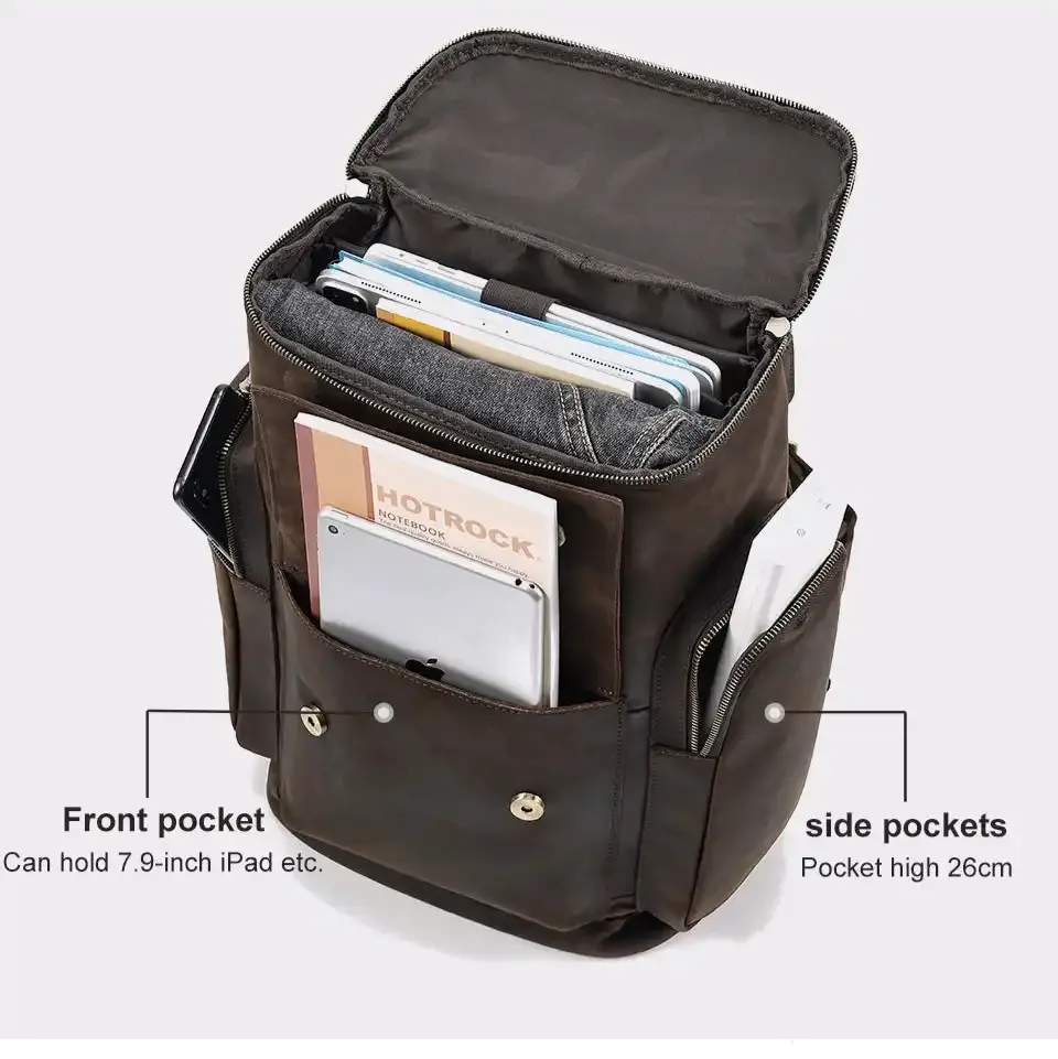 Embossed Design | Leather Travel Backpack