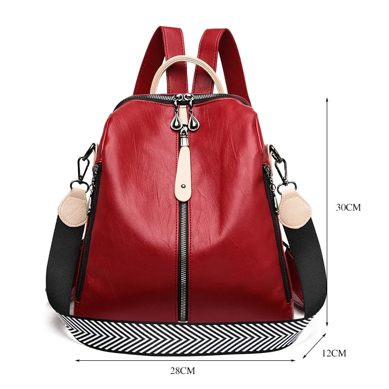 Fashion Backpack Women Soft Leather Backpack Female White High Quality Travel