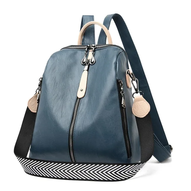 Fashion Backpack Women Soft Leather Backpack Female White High Quality Travel