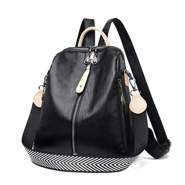 Fashion Backpack Women Soft Leather Backpack Female White High Quality Travel