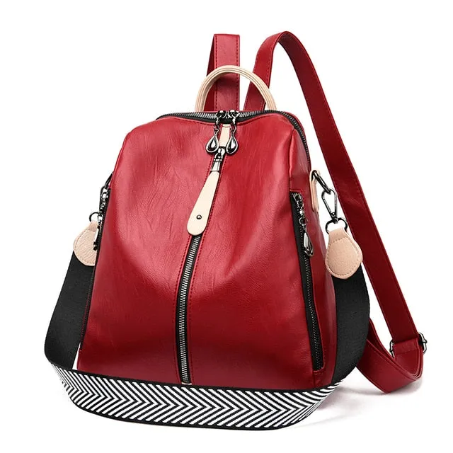 Fashion Backpack Women Soft Leather Backpack Female White High Quality Travel