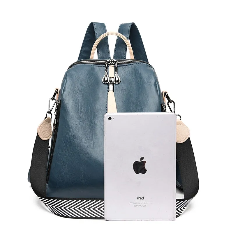 Fashion Backpack Women Soft Leather Backpack Female White High Quality Travel