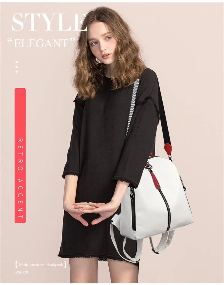 Fashion Backpack Women Soft Leather Backpack Female White High Quality Travel