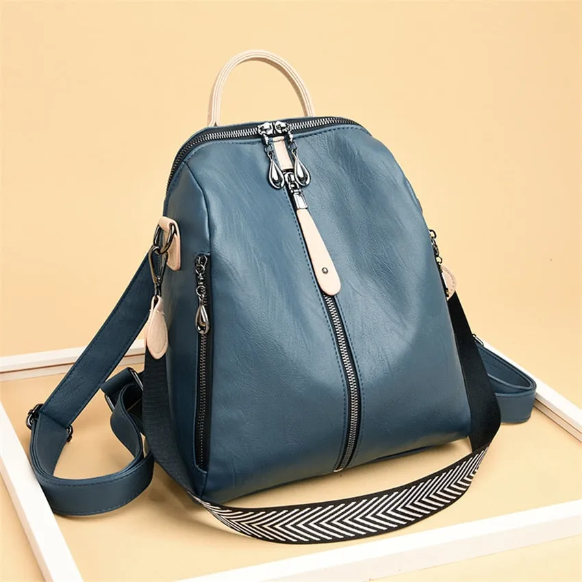 Fashion Backpack Women Soft Leather Backpack Female White High Quality Travel