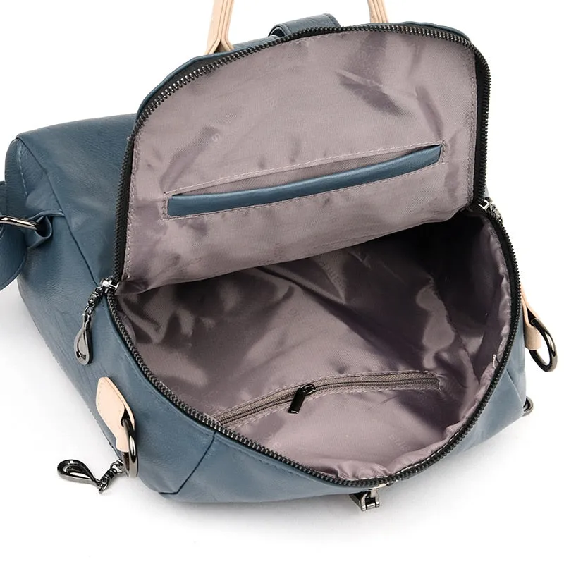 Fashion Backpack Women Soft Leather Backpack Female White High Quality Travel