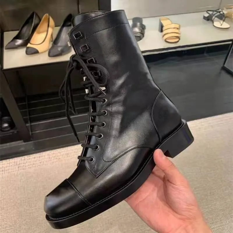 Fashion Women Ankle Boots Genuine Leather High Heels Motorcycle Boots Autumn Winter Rivets Punk Dancing Shoes Woman