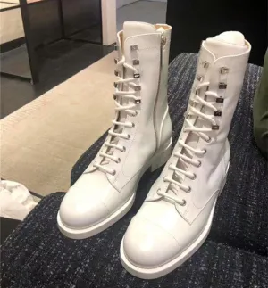 Fashion Women Ankle Boots Genuine Leather High Heels Motorcycle Boots Autumn Winter Rivets Punk Dancing Shoes Woman