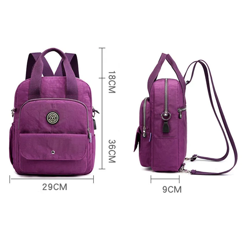 Female Casual Small USB Charging Multifunctional Computer Backpack