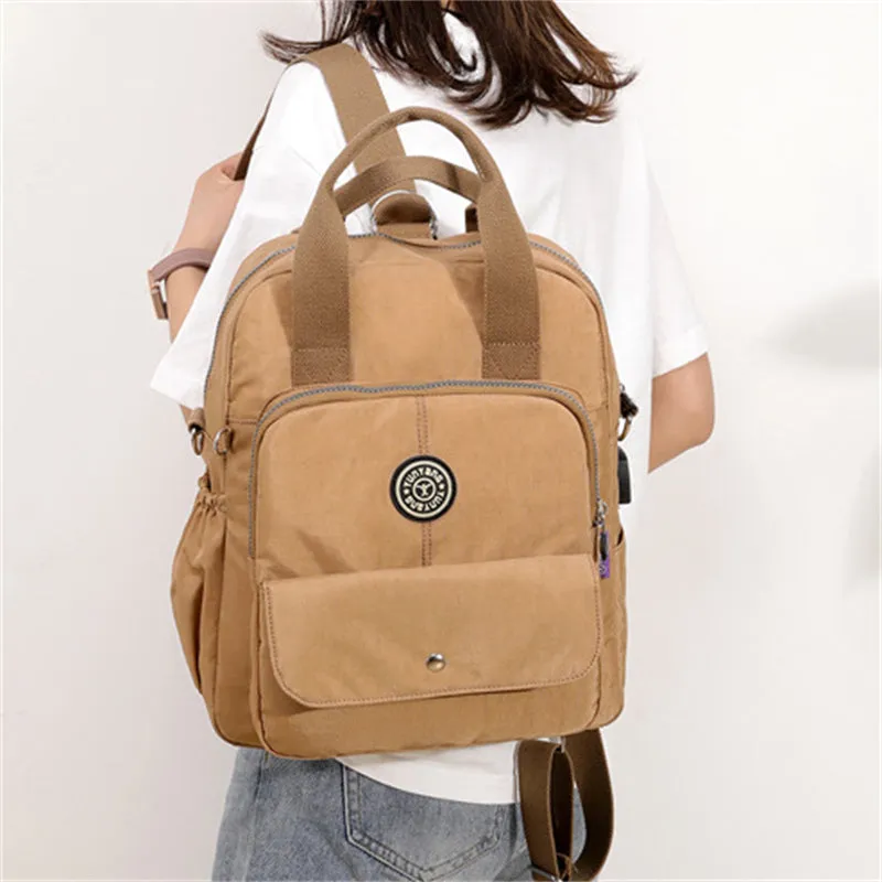 Female Casual Small USB Charging Multifunctional Computer Backpack