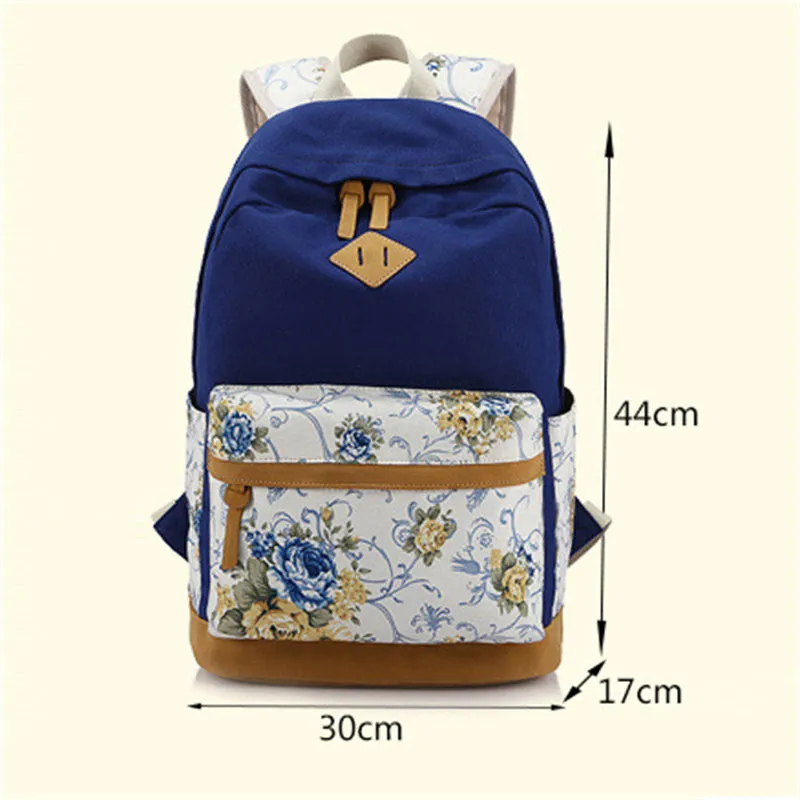 Female Students Canvas Printed Casual All-purpose Backpack