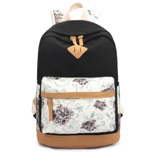 Female Students Canvas Printed Casual All-purpose Backpack