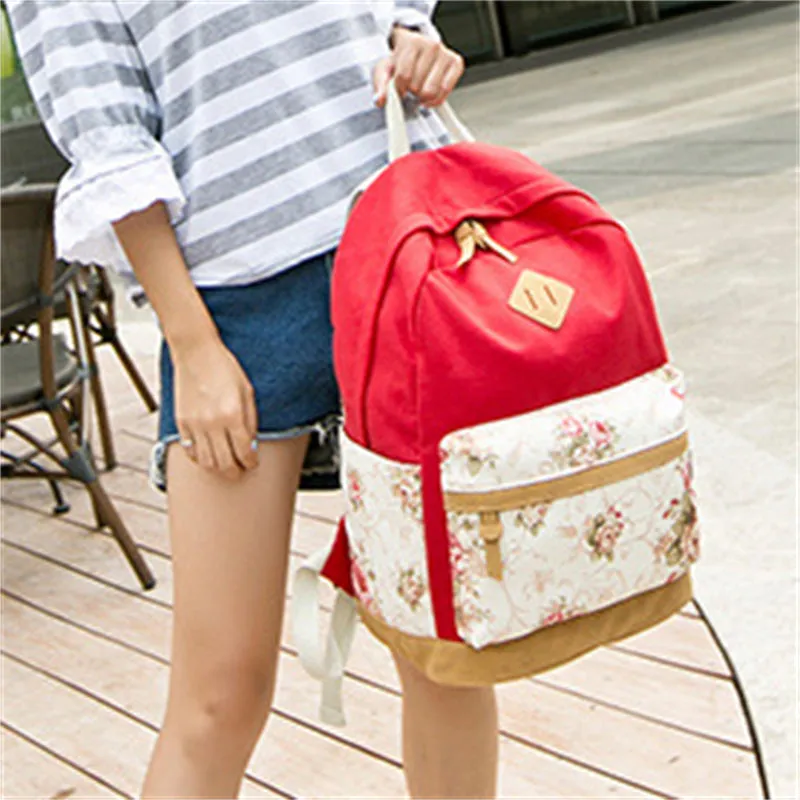 Female Students Canvas Printed Casual All-purpose Backpack