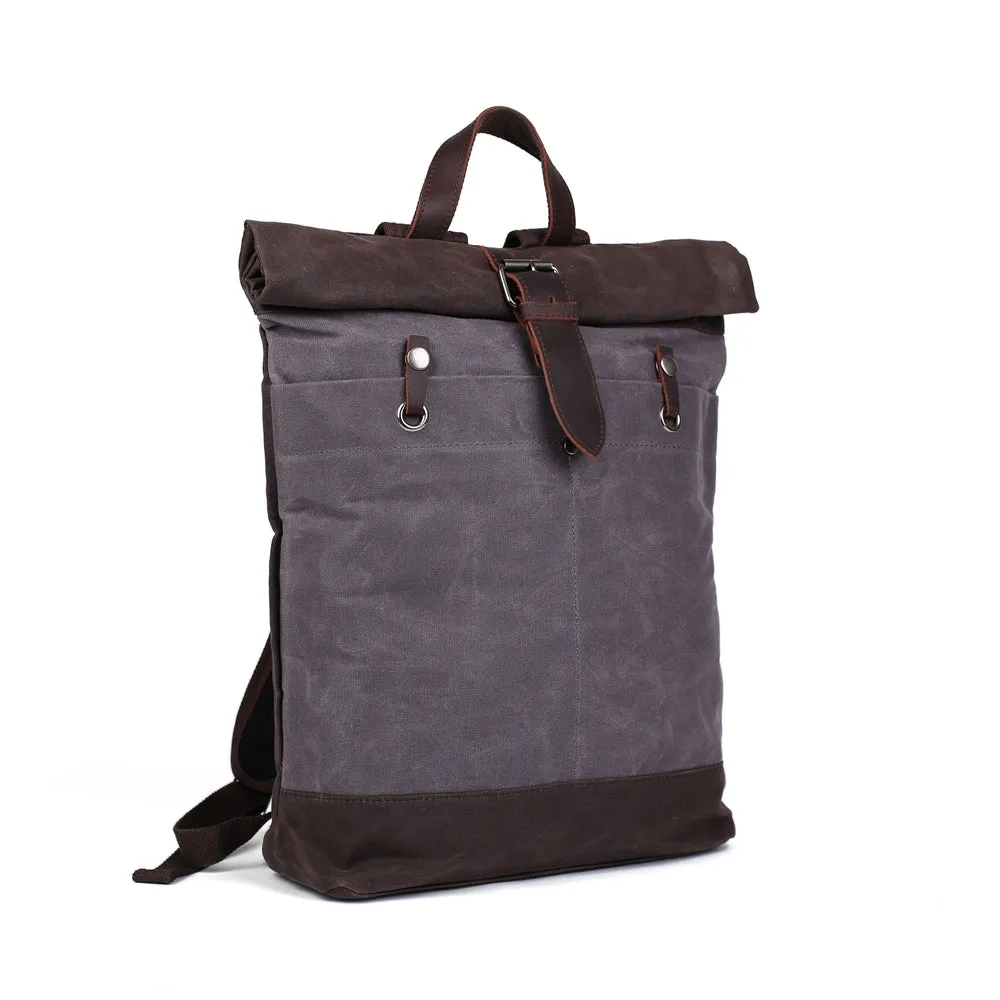 Flash Sale Waxed Canvas Leather Backpack, Student Backpack, Rucksack, School Backpack MC16950