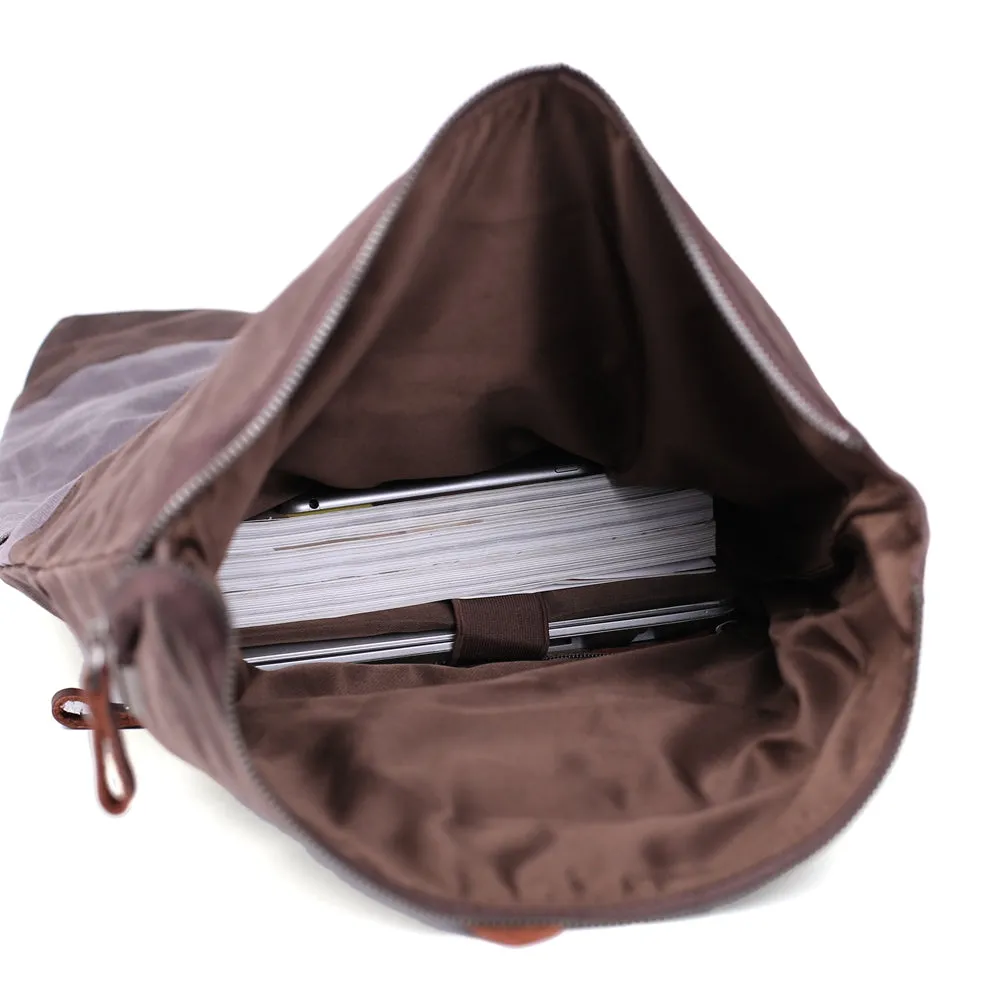 Flash Sale Waxed Canvas Leather Backpack, Student Backpack, Rucksack, School Backpack MC16950